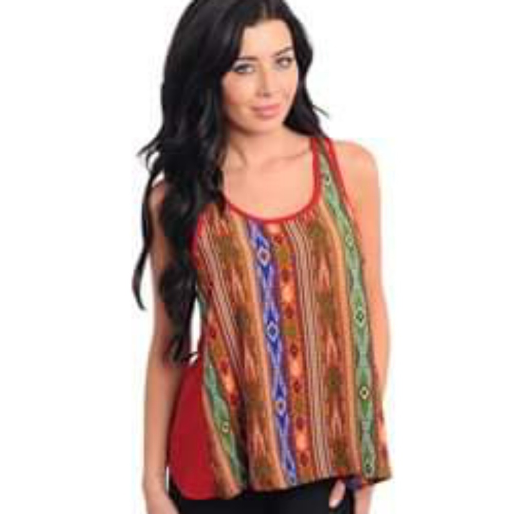 New Junior's Boutique red multi print top